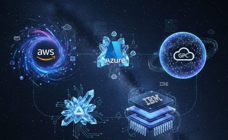 Quantum processor representing 2025 breakthroughs on major cloud platforms