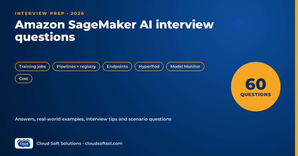 Amazon SageMaker AI interview questions 2026: 60 questions on training, pipelines, endpoints, HyperPod, monitoring and cost