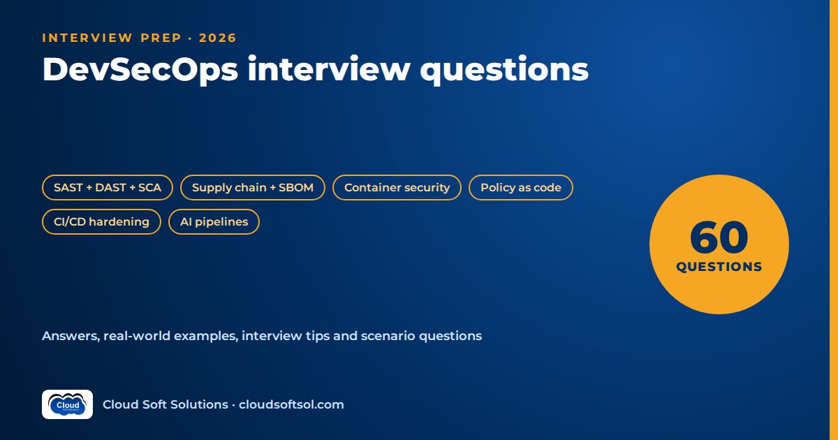 DevSecOps interview questions 2026: 60 questions on SAST, DAST and SCA, supply chain and SBOMs, container security, policy as code and AI pipelines