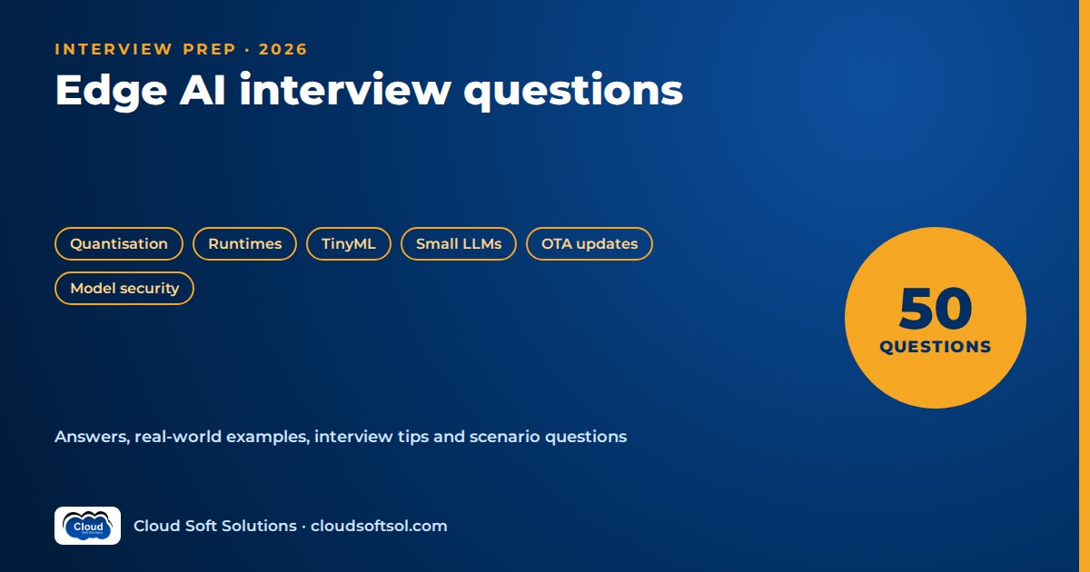 Edge AI interview questions 2026: 50 questions on quantisation, runtimes, TinyML, small LLMs on devices, OTA updates and model security