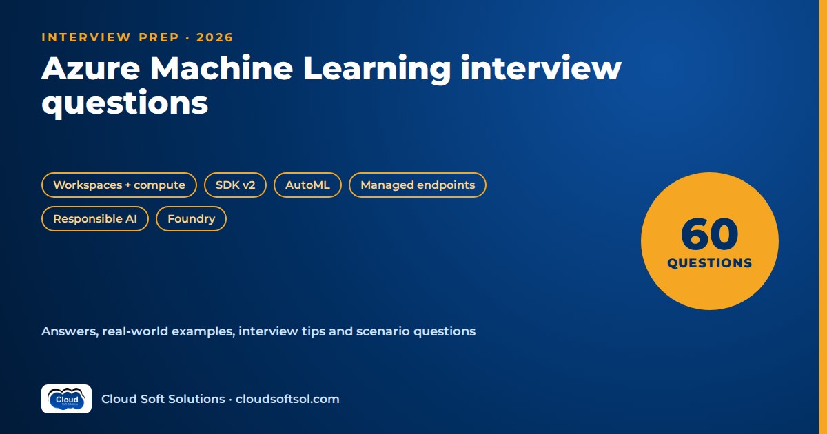 Azure Machine Learning interview questions 2026: 60 questions on workspaces, SDK v2, AutoML, managed endpoints, responsible AI and Foundry