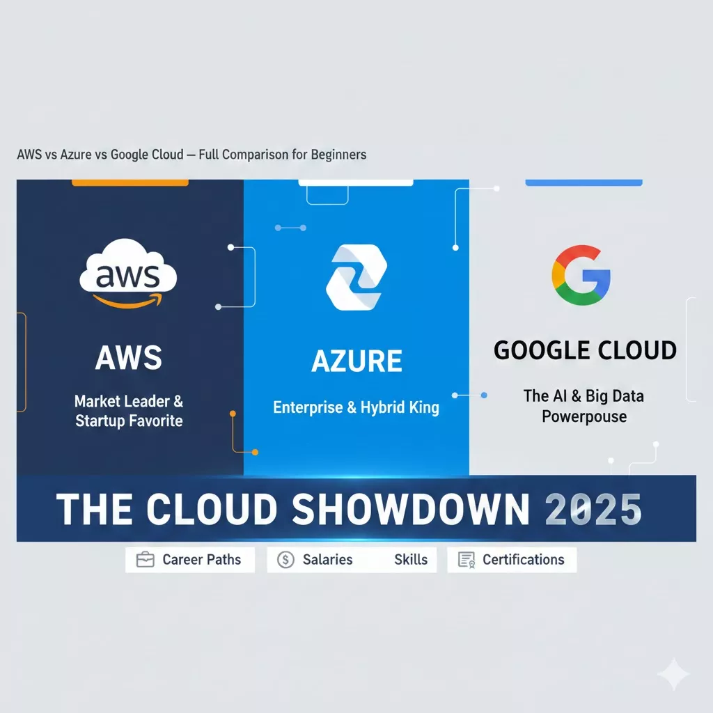 AWS vs Azure vs Google Cloud — Full Comparison for Beginners in 2025: Career Paths, Salaries, Skills, and Certifications